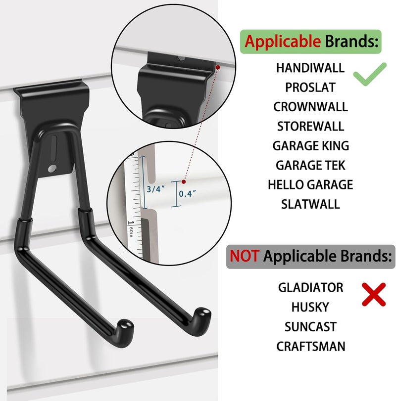 klasit Slatwall Hooks Black 20Pack Firmly and Durable Slatwall Accessories,Perfect for Organizing Garden Tools and Heavy Duty Tools and Garage Hooks Organize Your Space Efficiently - Image 2